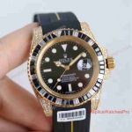 Copy Rolex Submariner Date Watch 40mm - Gold Black Diamond Bezel Online